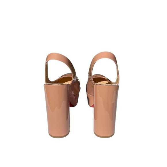 Christian Louboutin Movida 130 Nude Patent Leather Slingback Heel EU 38.5 US 8.5 - Picture 4 of 12